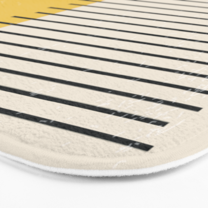 Yellow Lemon Square Stripes Mid Century Modern Minimalist Rothko Inspired Colourfield Stripes Bath Mat Gallery Image 3
