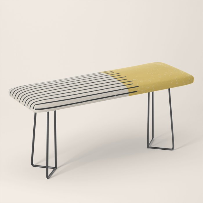 Yellow Lemon Square Stripes Mid Century Modern Minimalist Rothko Inspired Colourfield Stripes Bench Gallery Image 1