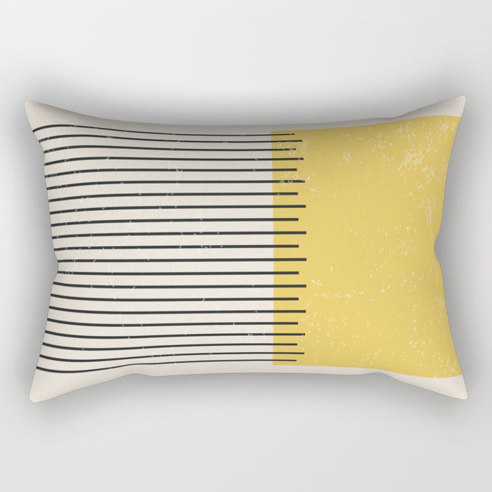 Yellow Lemon Square Stripes Mid Century Modern Minimalist Rothko Inspired Colourfield Stripes Rectangular Pillow Gallery Image 2