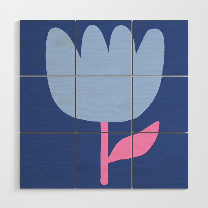 Happy Tulip - blue pink Wood Wall Art Gallery Image 1