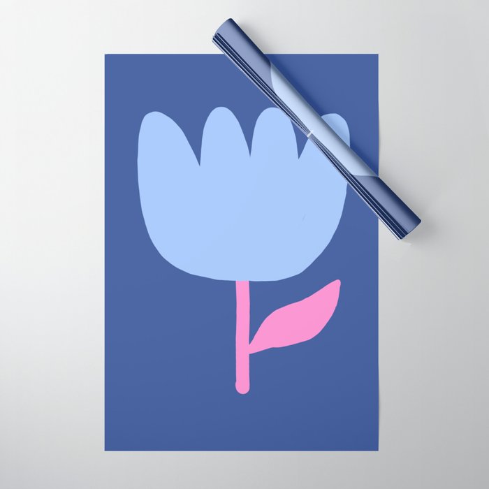 Happy Tulip - blue pink Wrapping Paper Gallery Image 1