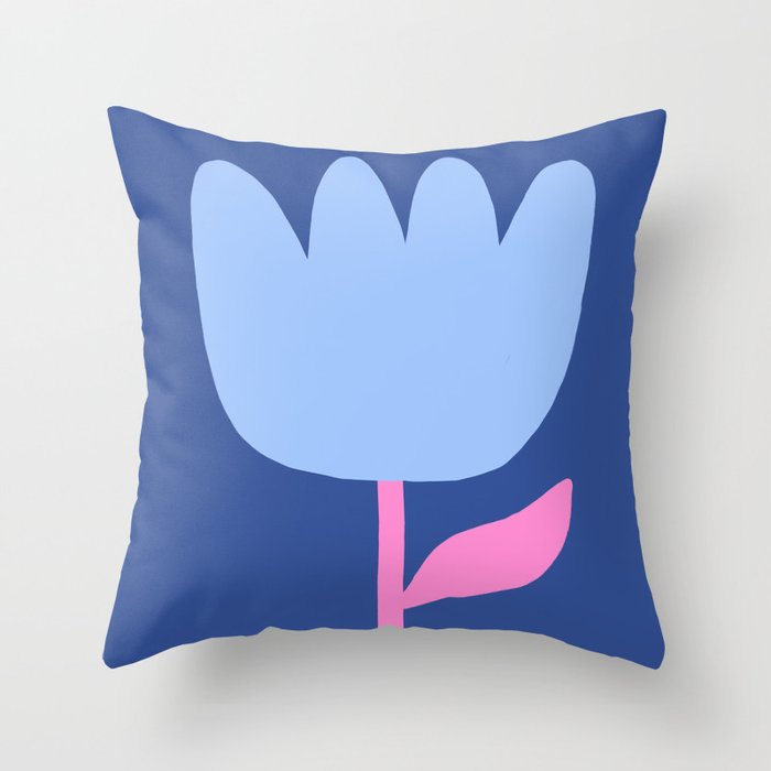 Happy Tulip - blue pink Throw Pillow Gallery Image 6