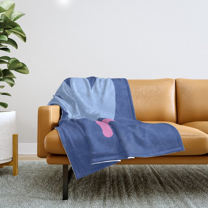 Happy Tulip - blue pink Throw Blanket Gallery Image 1