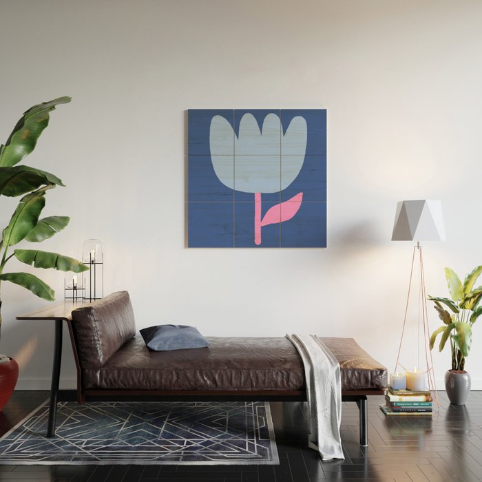 Happy Tulip - blue pink Wood Wall Art Gallery Image 2