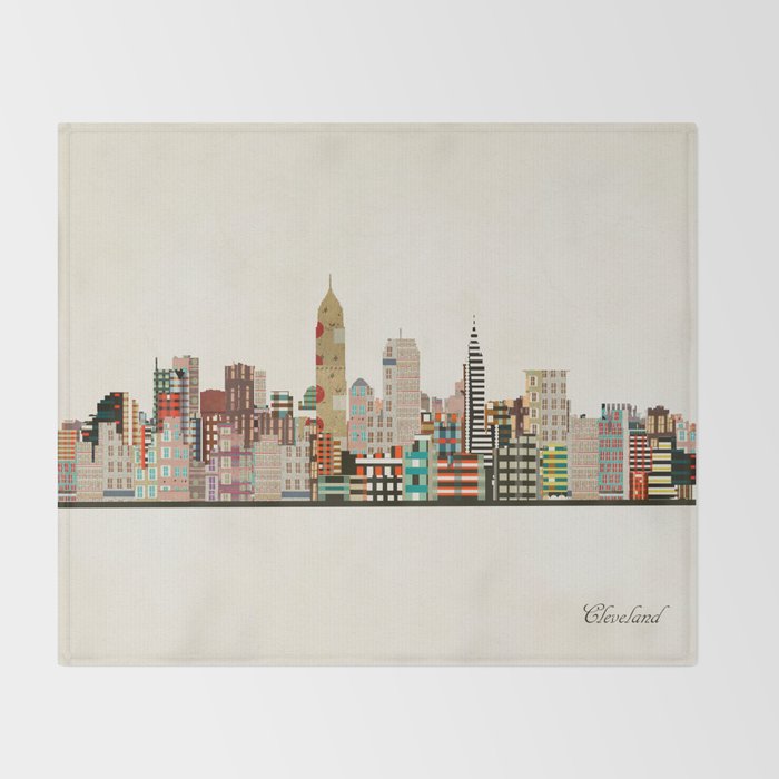 cleveland ohio skyline Throw Blanket Gallery Image 2
