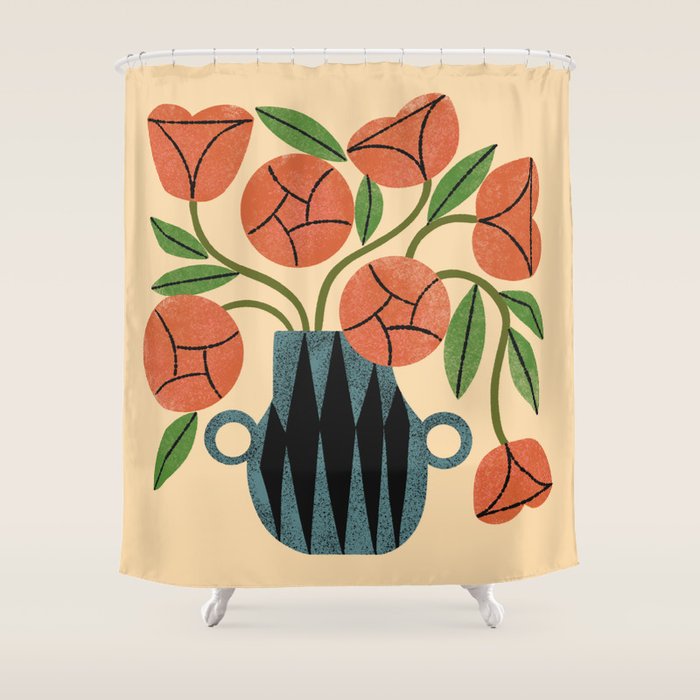 Peach Rose Bouquet Shower Curtain Gallery Image 1