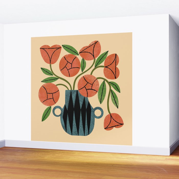 Peach Rose Bouquet Wall Mural Gallery Image 2