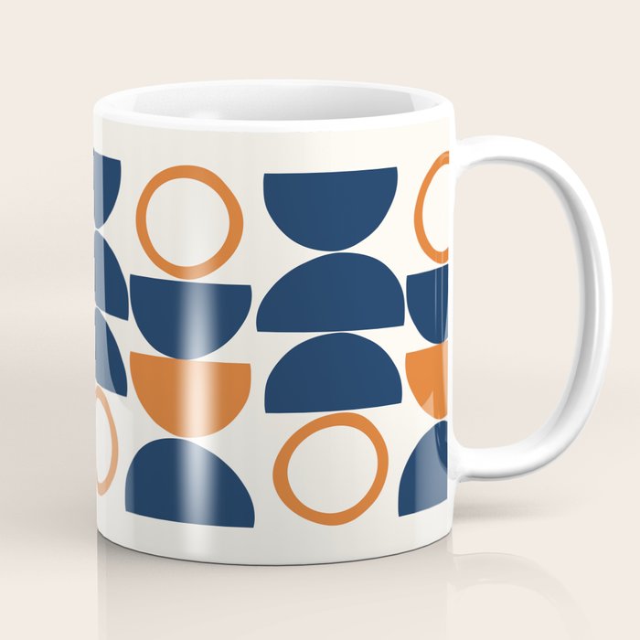 Abstract Shapes 19 in Orange and Navy Blue Coffee Mug Gallery Image 1