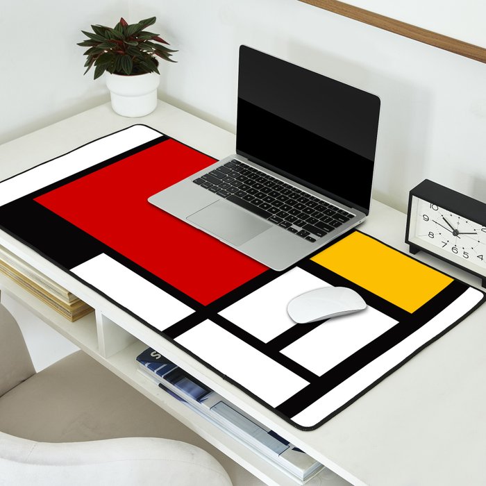 Piet Mondrian - Composition with Red, Yellow, and Blue 1942 Artwork Desk Mat Gallery Image 2