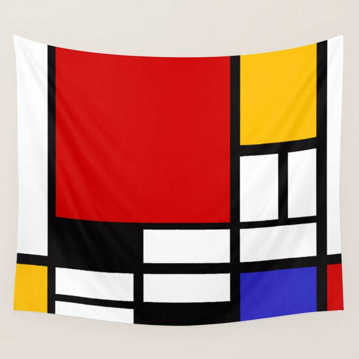 Piet Mondrian - Composition with Red, Yellow, and Blue 1942 Artwork Wall Tapestry Gallery Image 4