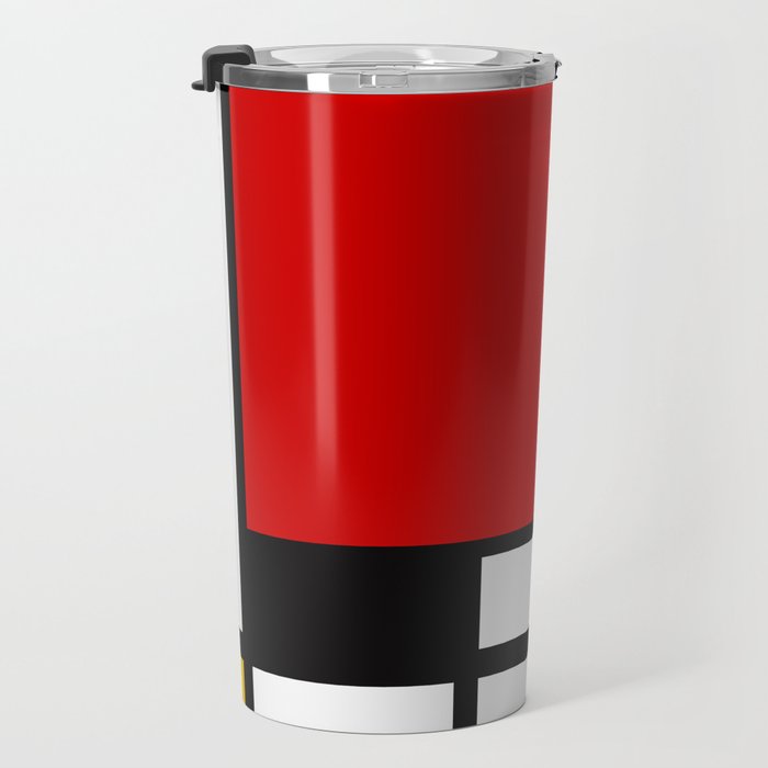 Piet Mondrian - Composition with Red, Yellow, and Blue 1942 Artwork Travel Mug Gallery Image 3