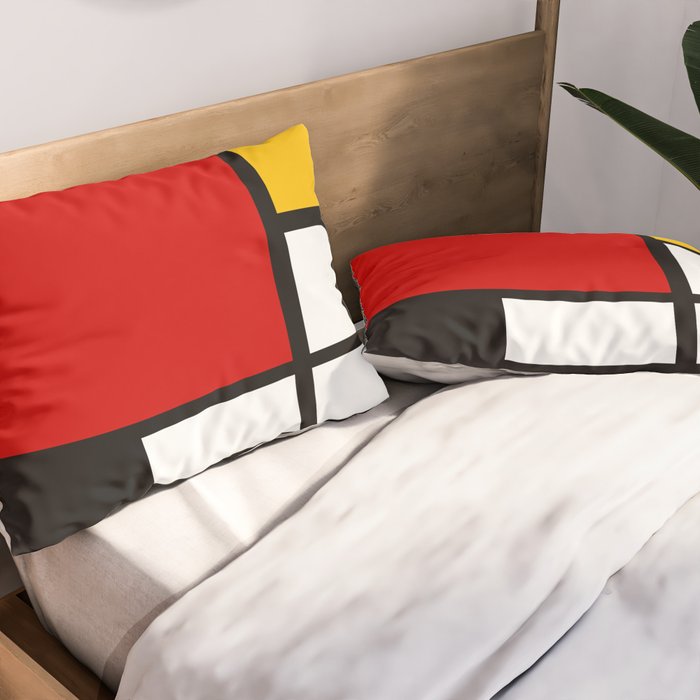 Piet Mondrian - Composition with Red, Yellow, and Blue 1942 Artwork Pillow Sham Gallery Image 2