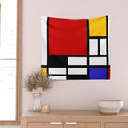 Piet Mondrian - Composition with Red, Yellow, and Blue 1942 Artwork Wall Tapestry Gallery Image 2