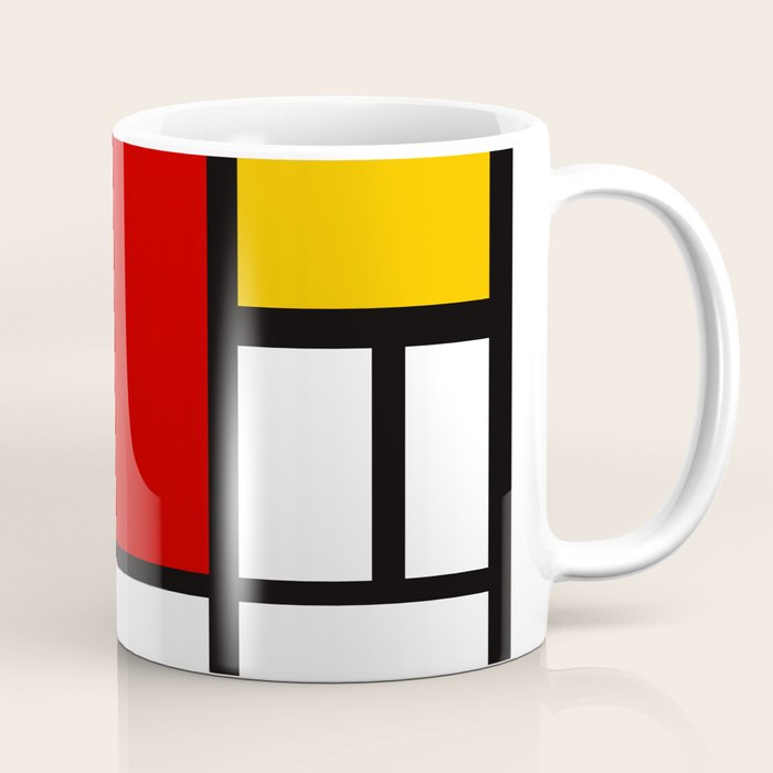 Piet Mondrian - Composition with Red, Yellow, and Blue 1942 Artwork Coffee Mug Gallery Image 1