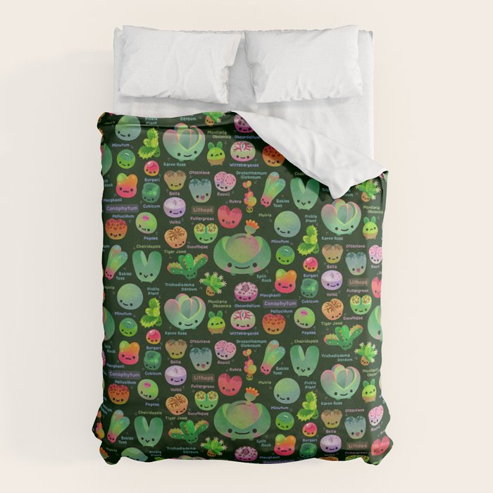 Baby succulent 3 - Mesembs (dark) Duvet Cover Gallery Image 6