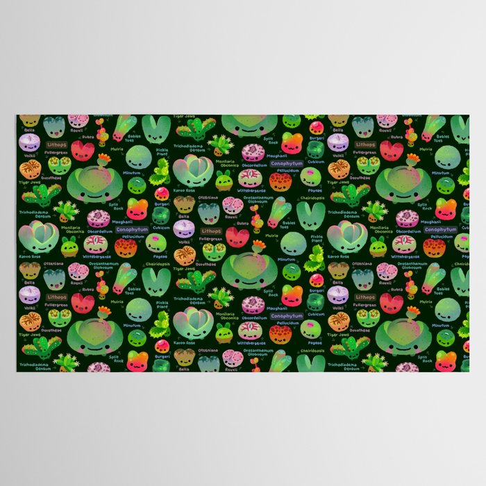 Baby succulent 3 - Mesembs (dark) Tablecloth Gallery Image 2