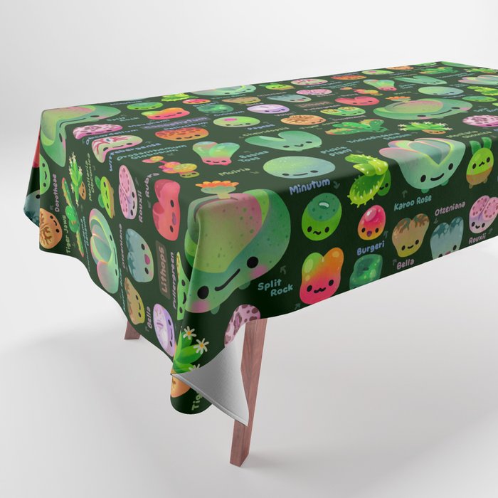 Baby succulent 3 - Mesembs (dark) Tablecloth Gallery Image 1