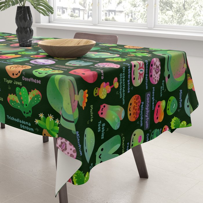 Baby succulent 3 - Mesembs (dark) Tablecloth Gallery Image 3
