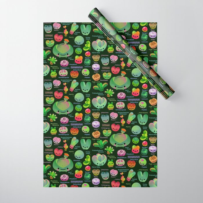 Baby succulent 3 - Mesembs (dark) Wrapping Paper Gallery Image 1