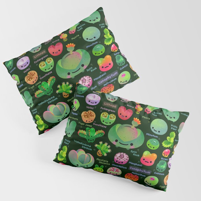 Baby succulent 3 - Mesembs (dark) Pillow Sham Gallery Image 3