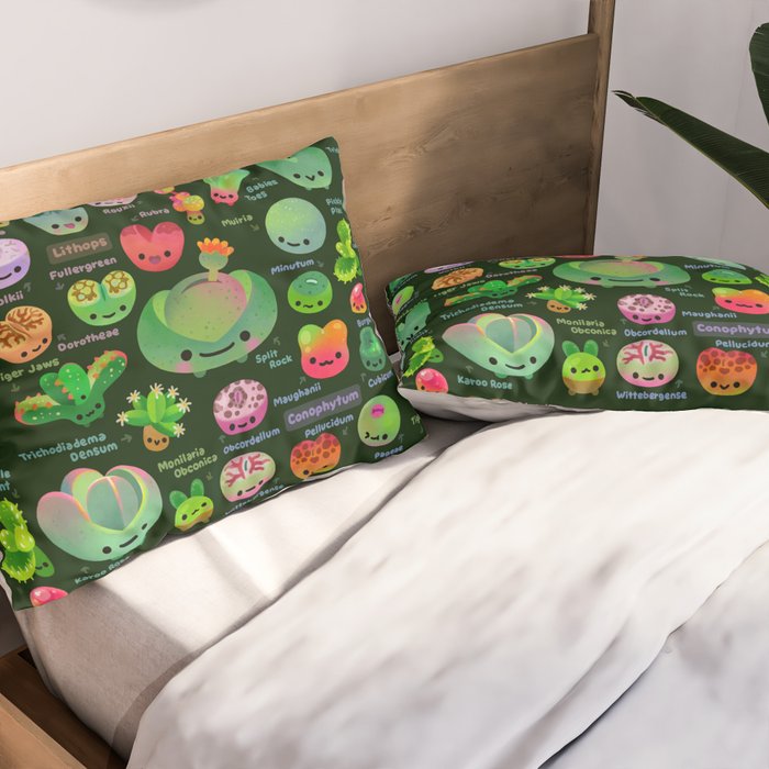 Baby succulent 3 - Mesembs (dark) Pillow Sham Gallery Image 2