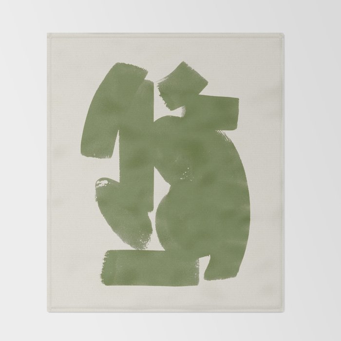 Abstract Paint Form 1 - Green Throw Blanket Gallery Image 2