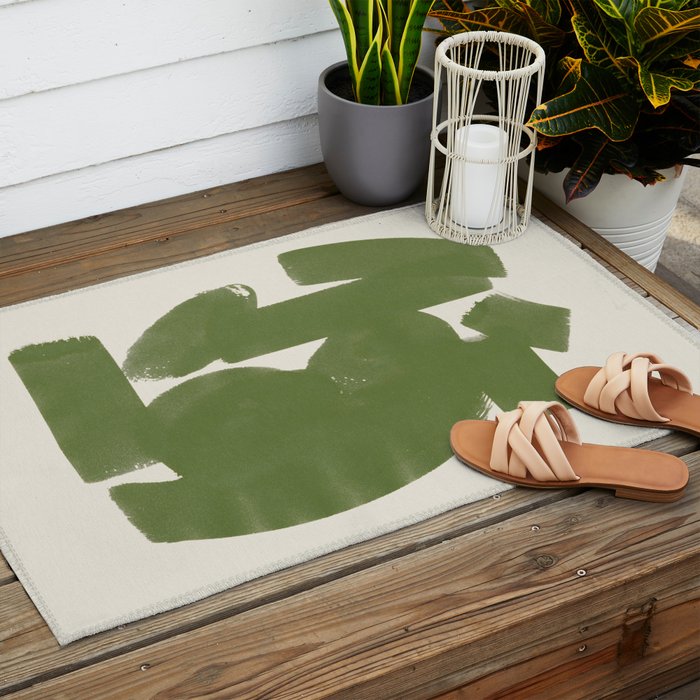 Abstract Paint Form 1 - Green Outdoor Rug Gallery Image 2