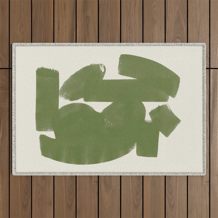 Abstract Paint Form 1 - Green Outdoor Rug Gallery Image 1