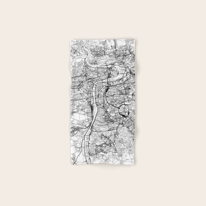 Prague White Map Bath Towel Gallery Image 1