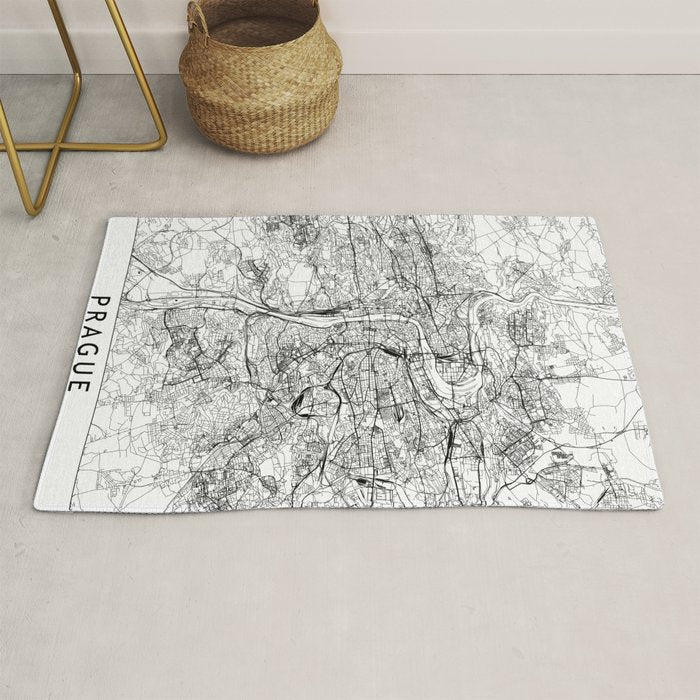 Prague White Map Rug Gallery Image 1
