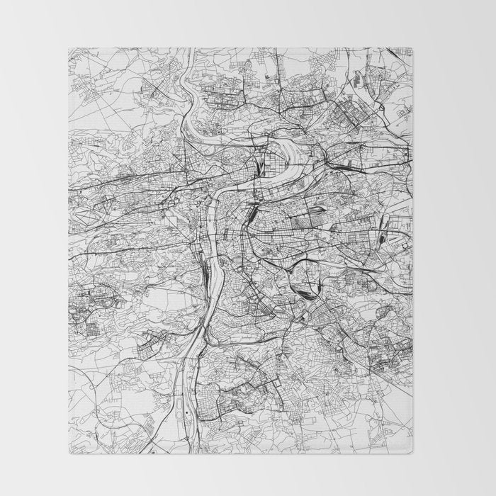 Prague White Map Throw Blanket Gallery Image 2