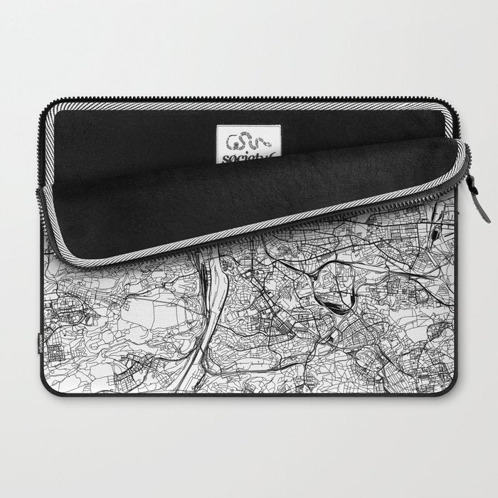 Prague White Map Laptop Sleeve Gallery Image 2