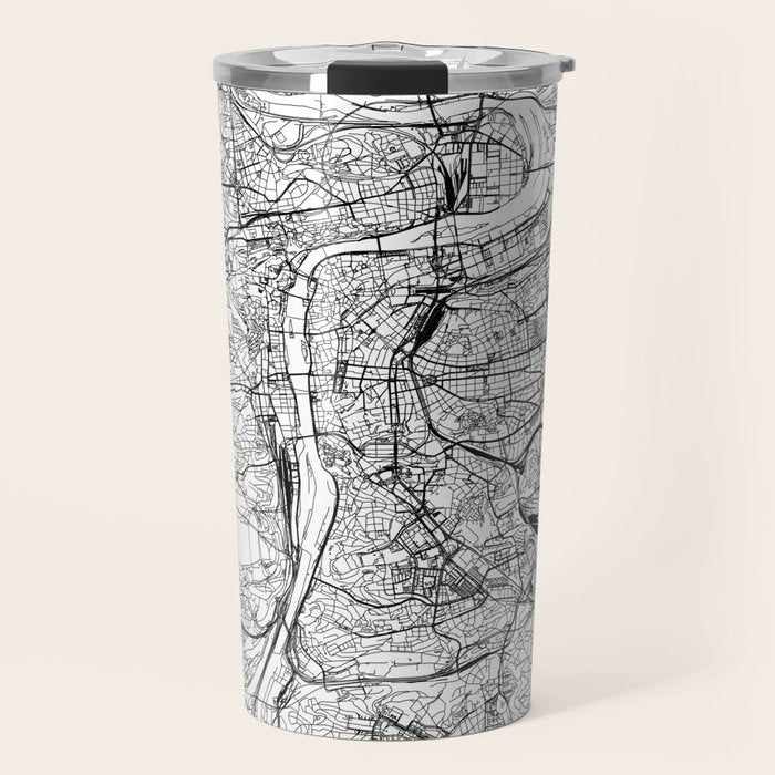 Prague White Map Travel Mug Gallery Image 1