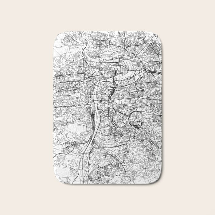 Prague White Map Bath Mat Gallery Image 1