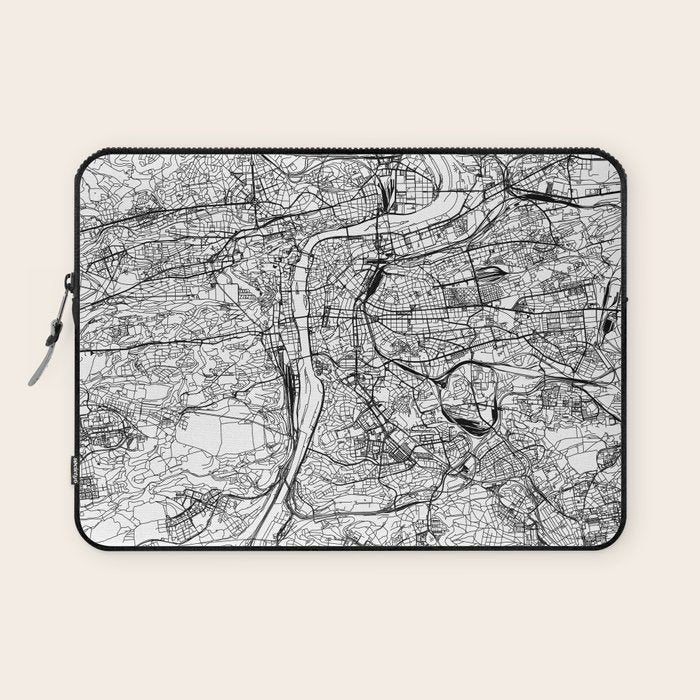 Prague White Map Laptop Sleeve Gallery Image 1