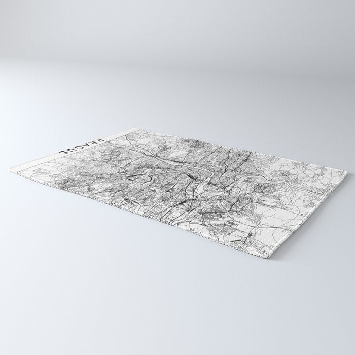 Prague White Map Rug Gallery Image 3