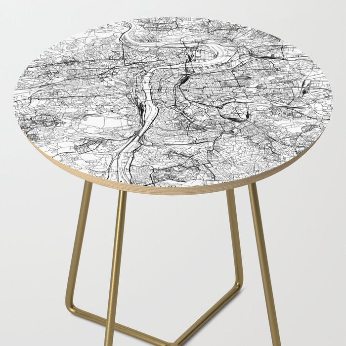 Prague White Map Side Table Gallery Image 2