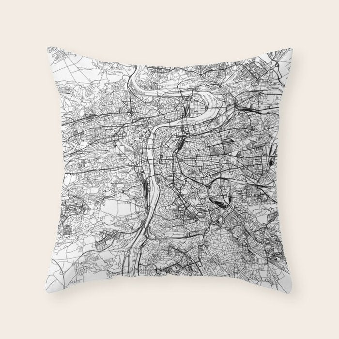 Prague White Map Throw Pillow Gallery Image 6