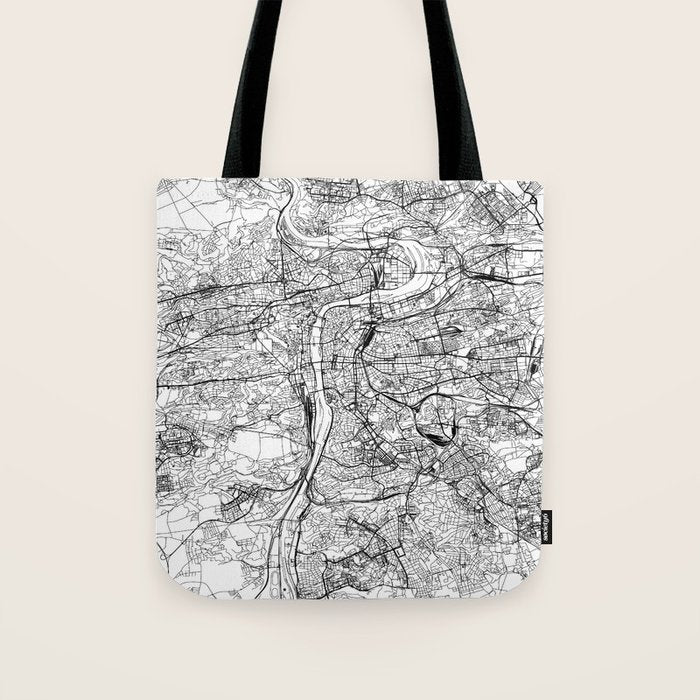 Prague White Map Tote Bag Gallery Image 1