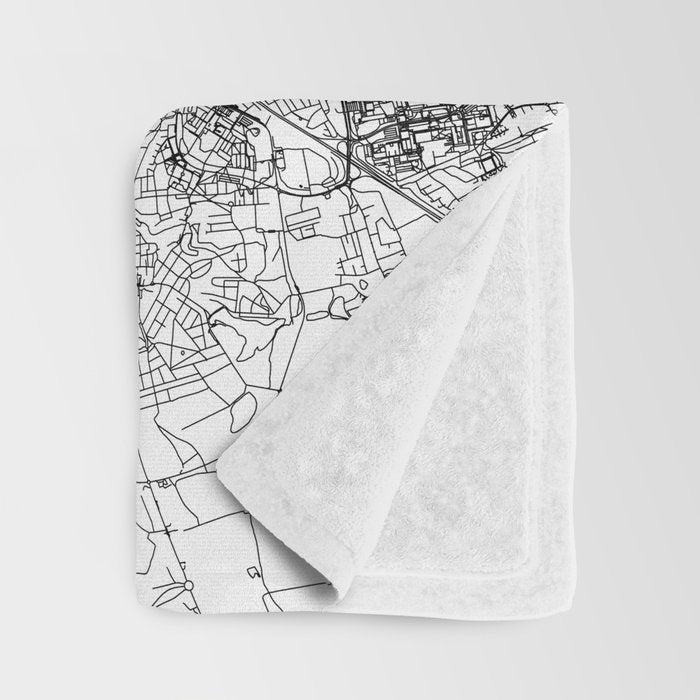Prague White Map Throw Blanket Gallery Image 3