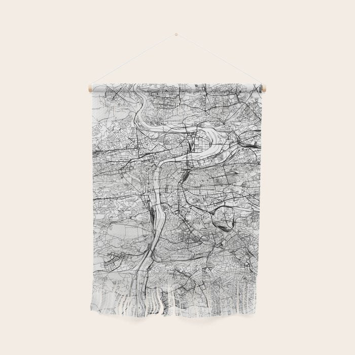 Prague White Map Wall Hanging Gallery Image 1