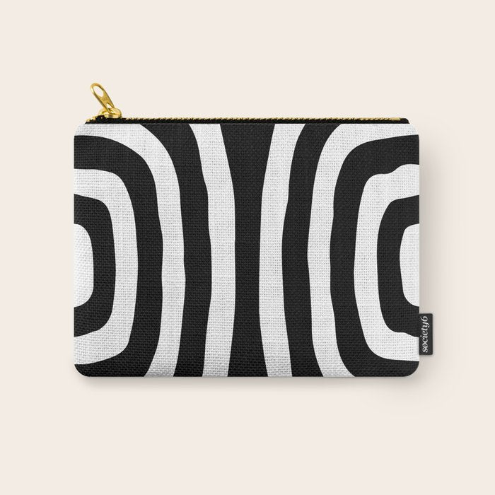 Mid Century Modern Abstract Composition 327 Black and White Carry All Pouch Gallery Image 1