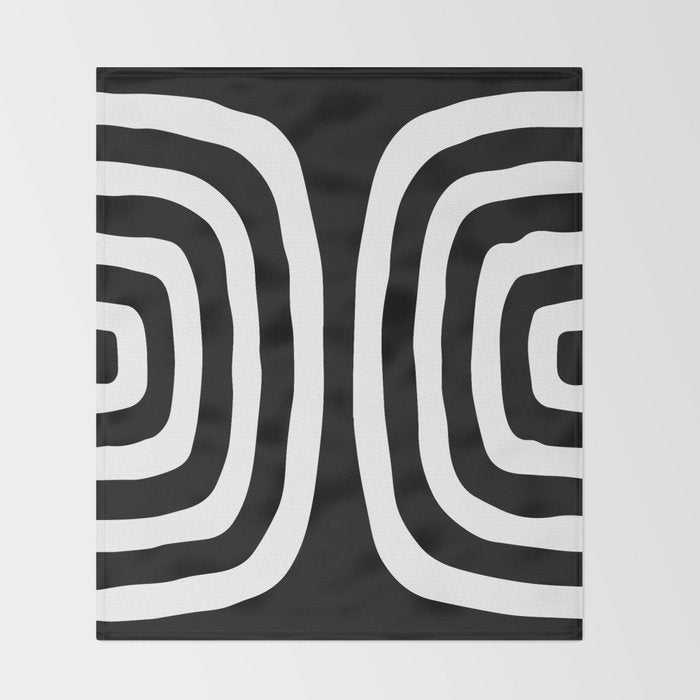 Mid Century Modern Abstract Composition 327 Black and White Throw Blanket Gallery Image 2