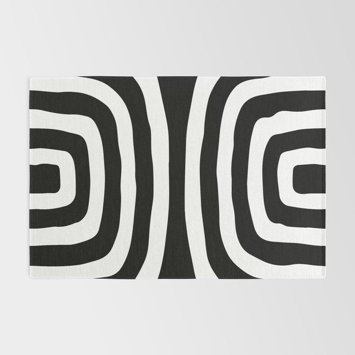 Mid Century Modern Abstract Composition 327 Black and White Rug Gallery Image 2