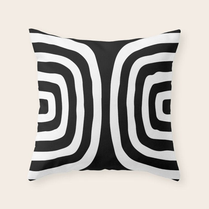 Mid Century Modern Abstract Composition 327 Black and White Throw Pillow Gallery Image 1