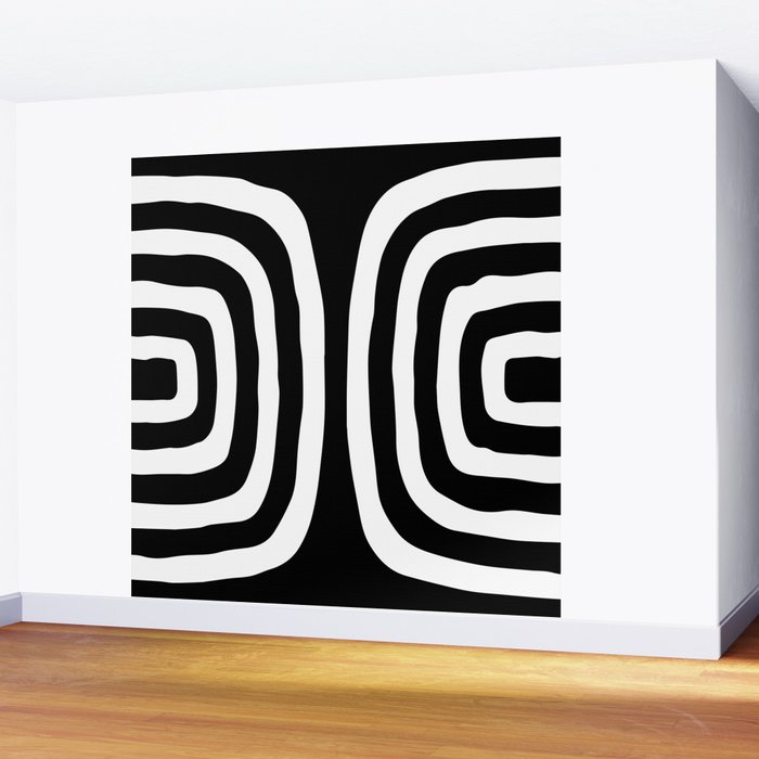 Mid Century Modern Abstract Composition 327 Black and White Wall Mural Gallery Image 2