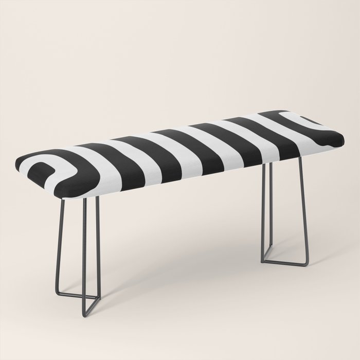 Mid Century Modern Abstract Composition 327 Black and White Bench Gallery Image 1