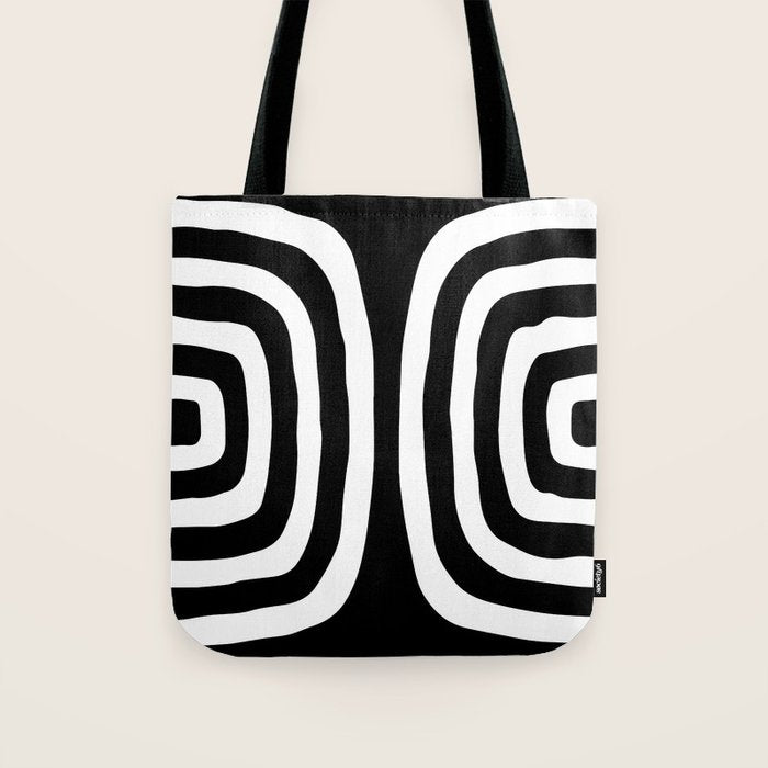 Mid Century Modern Abstract Composition 327 Black and White Tote Bag Gallery Image 1