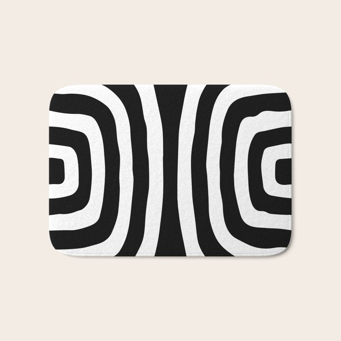 Mid Century Modern Abstract Composition 327 Black and White Bath Mat Gallery Image 1