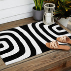Mid Century Modern Abstract Composition 327 Black and White Outdoor Rug Gallery Image 2